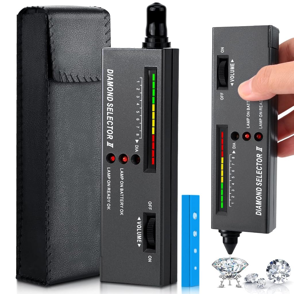 ZIBUYU Electronic  Diamond Tester Professional Thermal Conductivity Diamond Tester  with LCD Indicator Multi Diamond Tester for Diamond, Sapphire, Ruby, Crystal, Agate, Jade, Gems, Battery Opertated