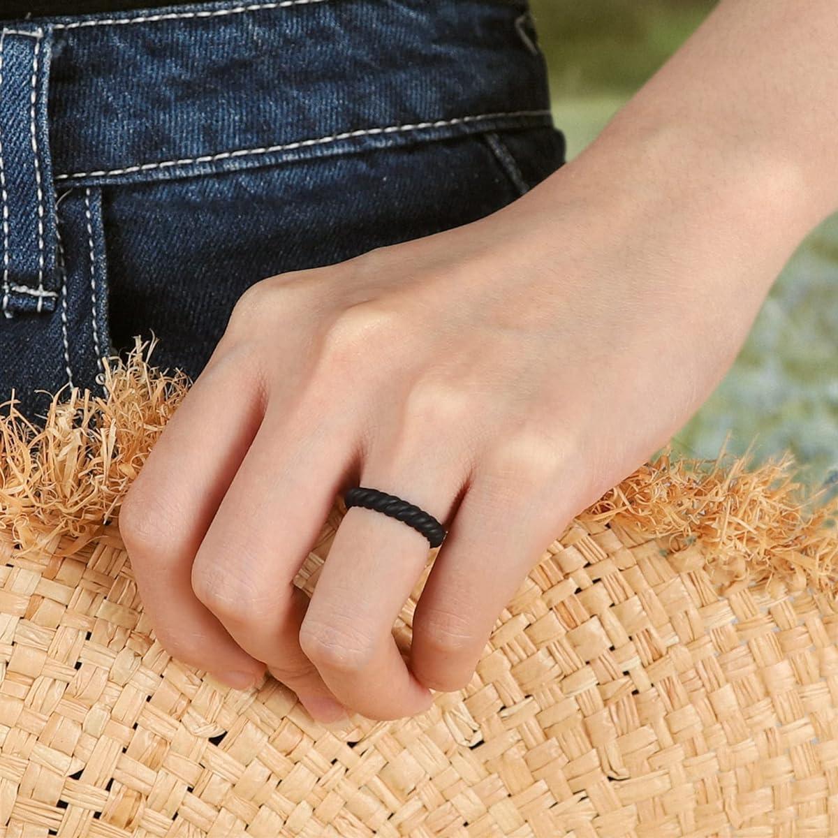 SANNIDHI Silicone Rings for Women featuring Braided Design and 4 Colors | Size 8 Set