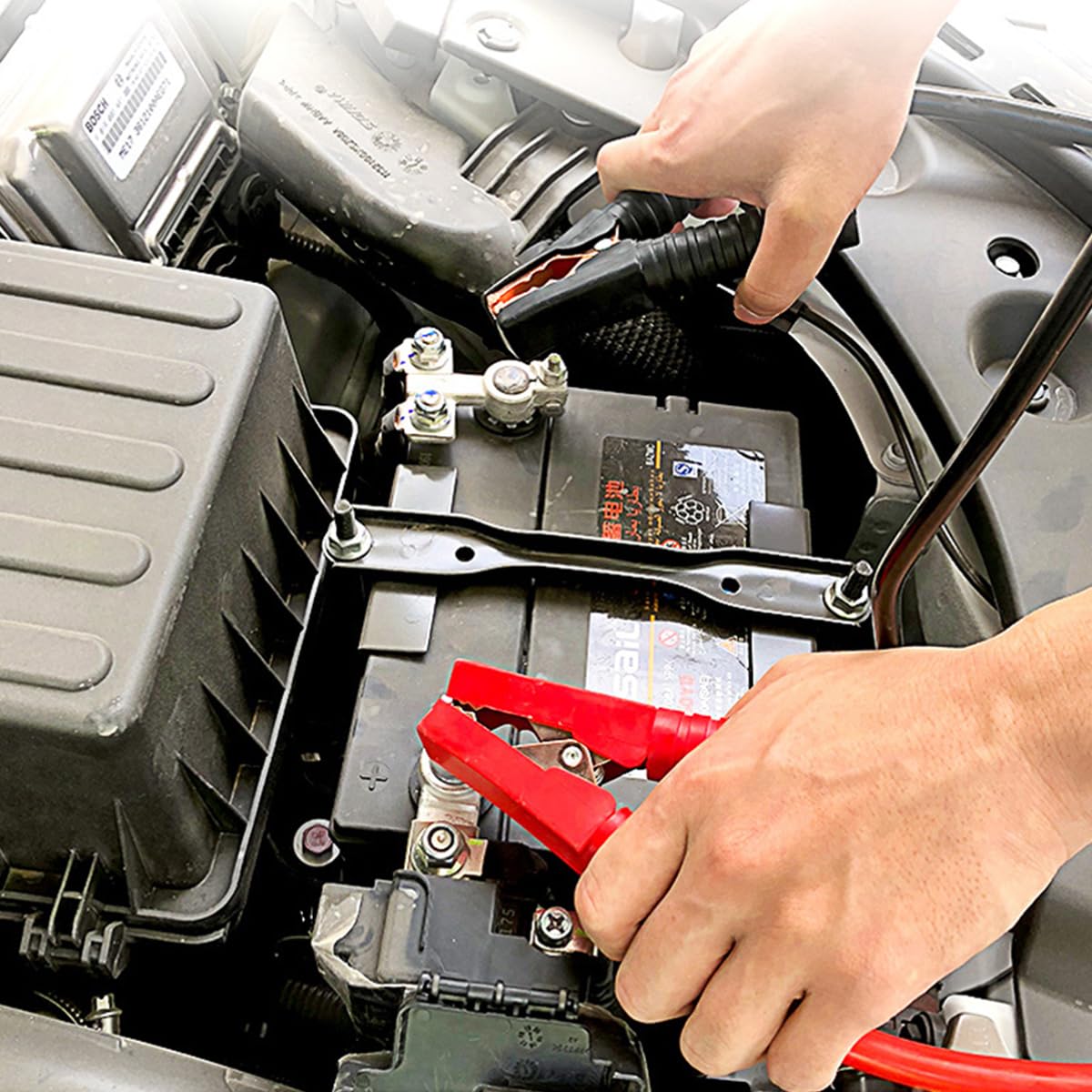 STHIRA Jumper Cables for Car Emergency with 9.8 ft Length and Large Insulated Clips