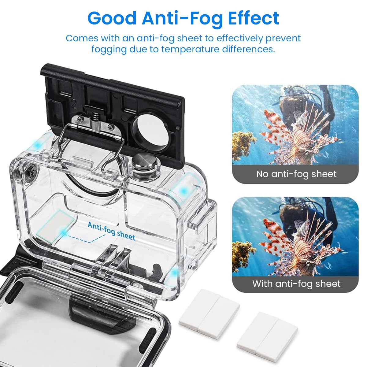 ZORBES Waterproof Case for DJI Action Camera featuring Dual Cold Shoe Mounts | 50M Diving Housing with Tempered Glass Lens
