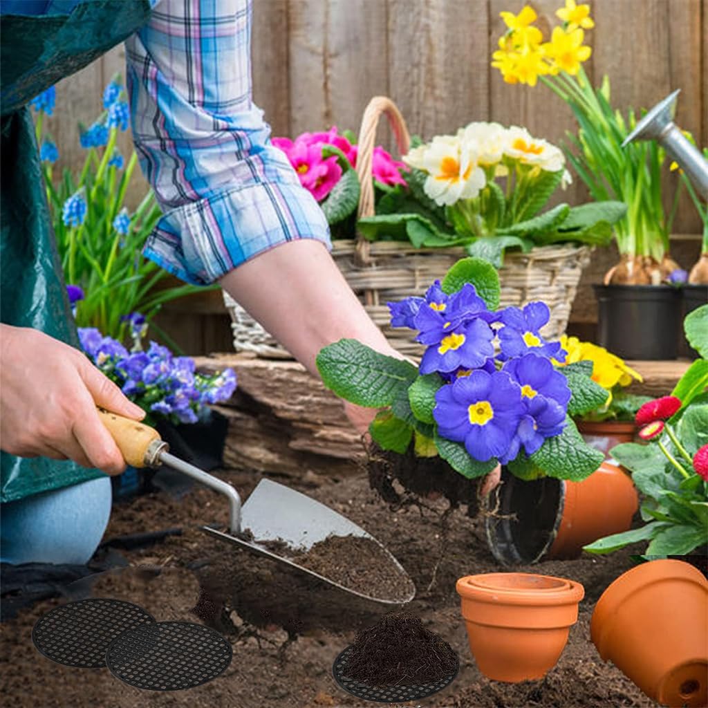 HASTHIP Flower Pot Hole Mesh Pad for Bonsai and Succulent Drainage 100 pcs 7.5 cm Plastic | Reusable Soil Retention Screen