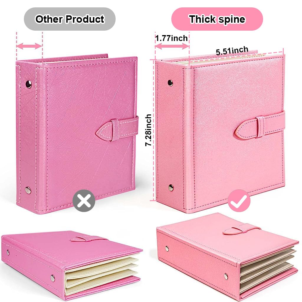 MAYCREATE Earring Organizer for Travel with 42 Pair Storage and Snap Button Closure | Pink PU Leather Case for Girls