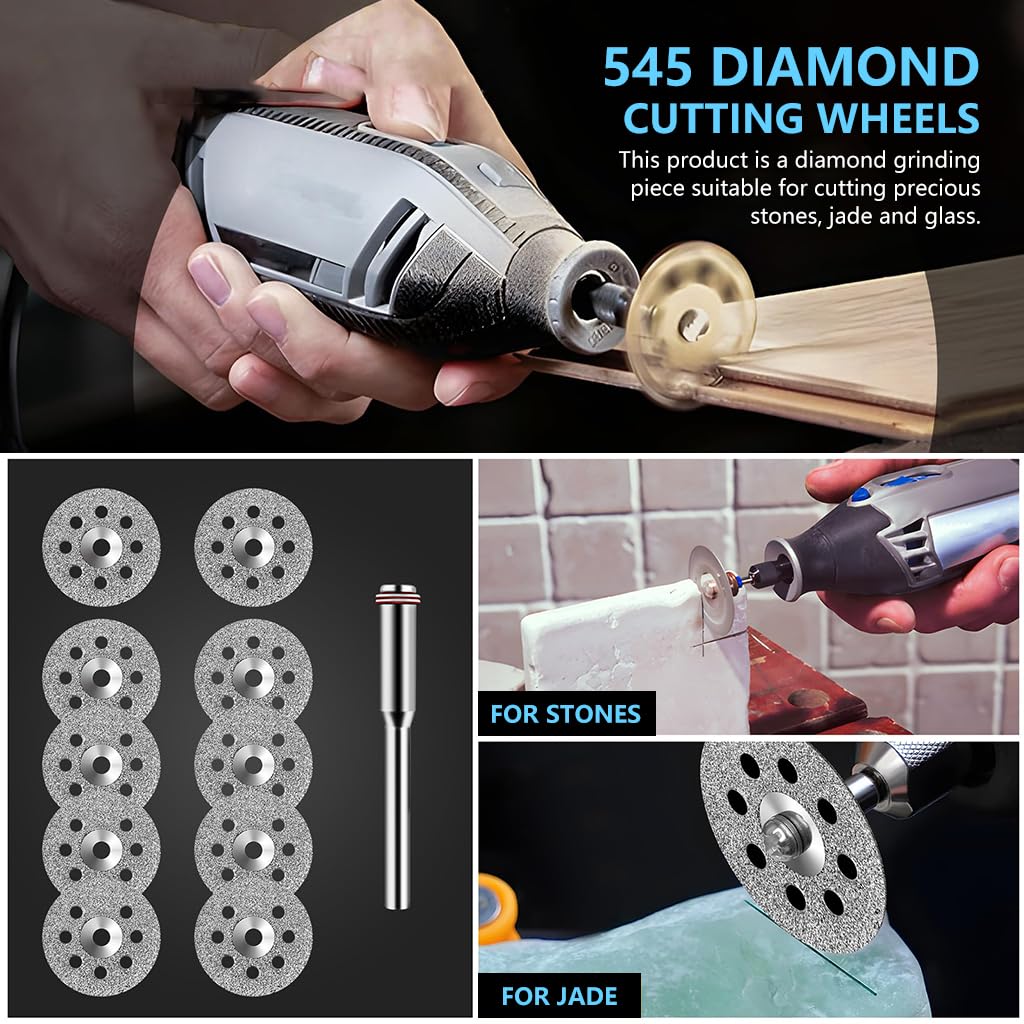 Serplex Rotary Tool Accessories Set for DIY Projects with 44 Pieces and Mandrel Attachments