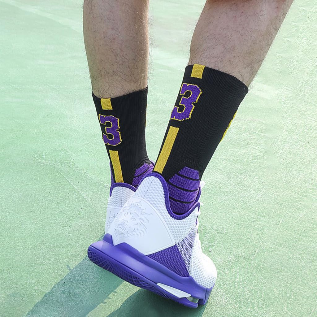 PROBEROS Basketball Socks for Men featuring No 23 Special Edition design and moisture wicking cotton blend | breathable cushioned support for multi sport training