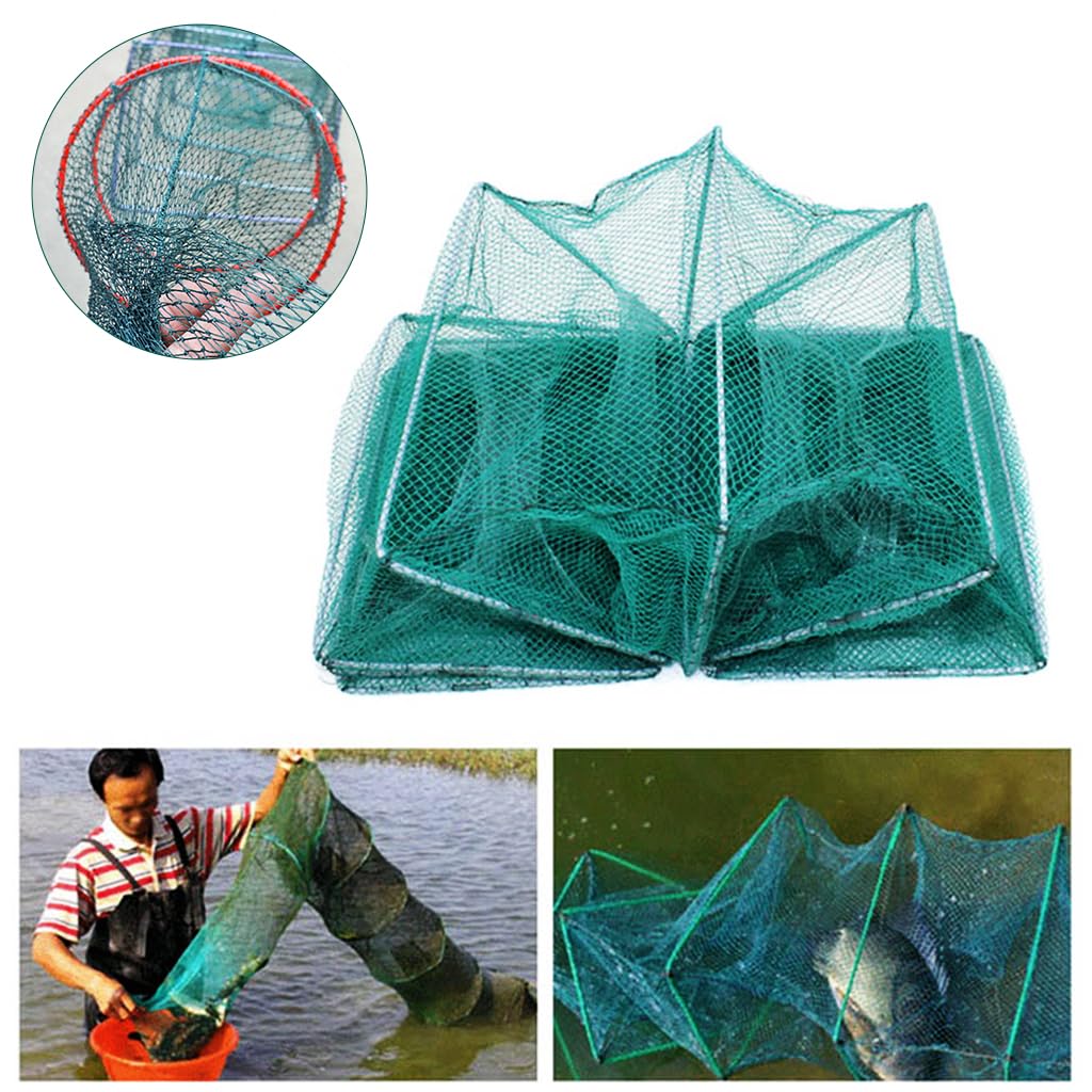 Proberos® 2.7m Foldable Fishing Net, Fish Net for Catching, Portable Trap for Shrimp Lobster Crayfish Crab Baits, Minnow Trap