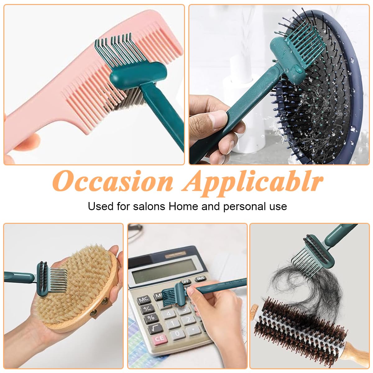 HASTHIP Hair Brush Cleaning Tool for Salon and Home Use with 10‑Teeth Rake | 3 PCS Plastic Set