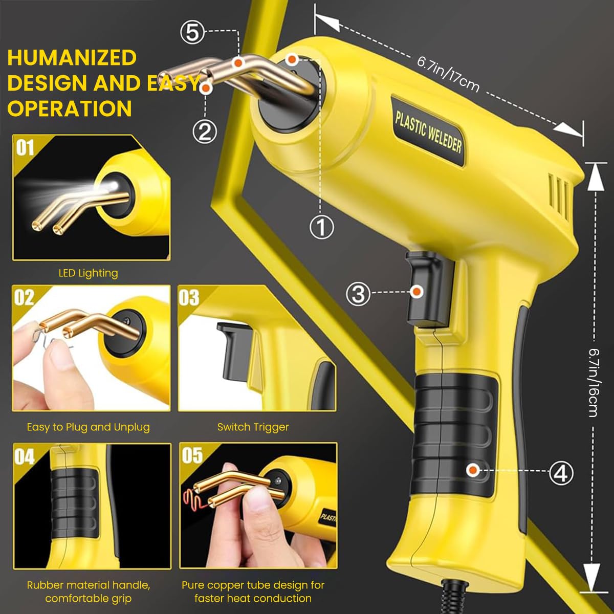 Serplex Plastic Welder for Car Bumper Repair with 200 pcs Staples & LED Light | 200W Hot Stapler Kit