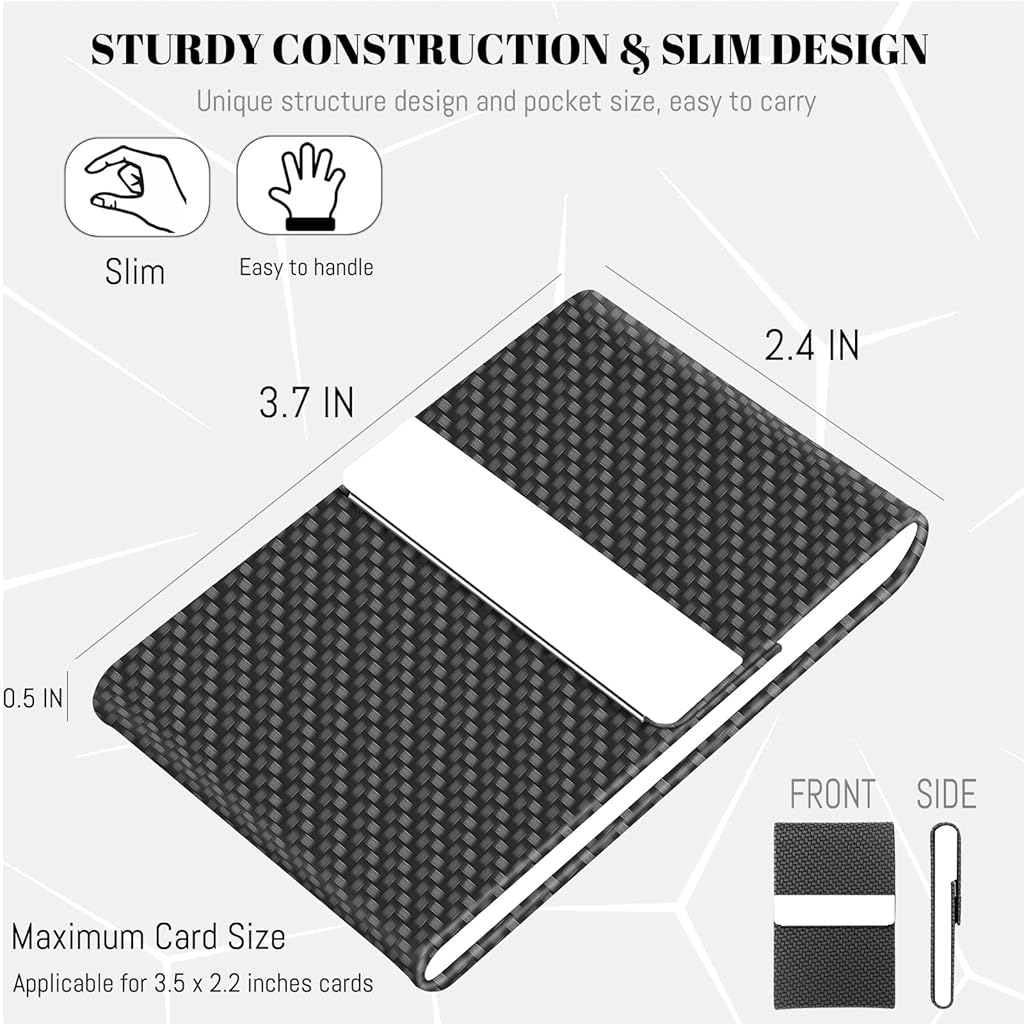 ZIBUYU® Business Card Case Holder Metal Visiting Case Classy for Women Men PU Leather Wallet Slim with Magnetic Clasp 20 Cards 6x9.5cm Black 3PCS