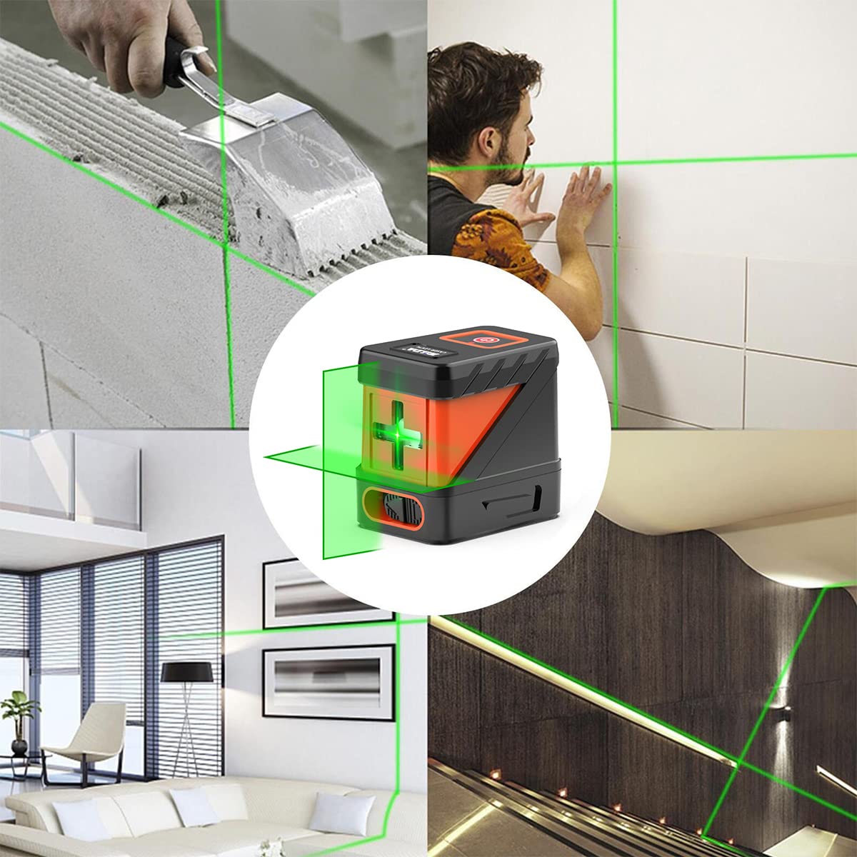 Serplex Laser Level for Construction with Self Leveling and Cross Line | Green 50ft Range