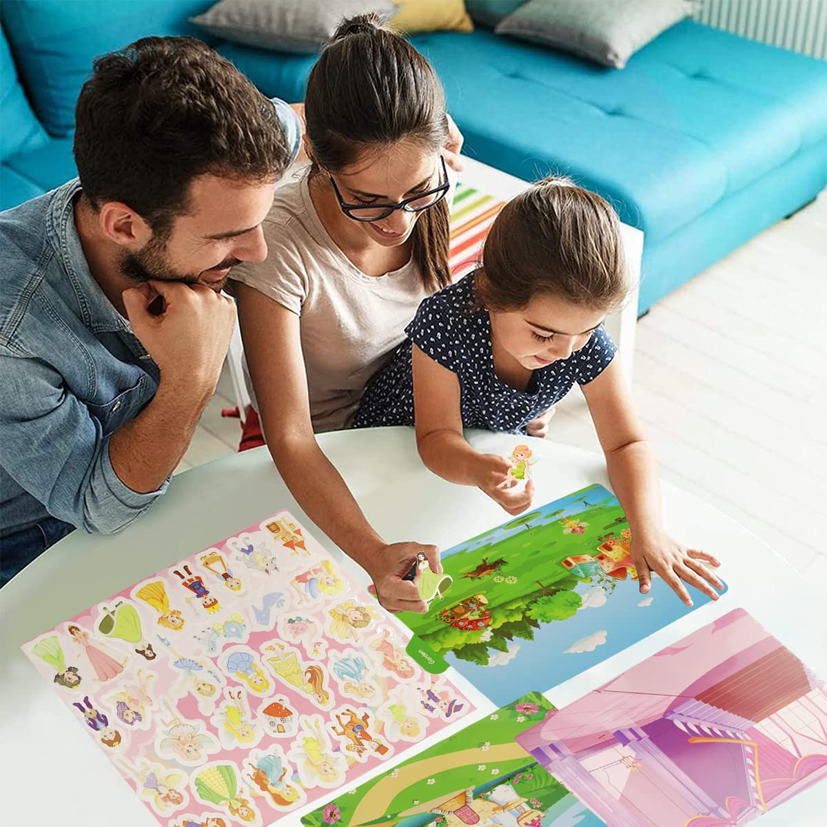 PATPAT Montessori Busy Book for Kids with 35 Reusable PVC Stickers and Portable Handle | Creative Travel Toy for Girls 3+ Years