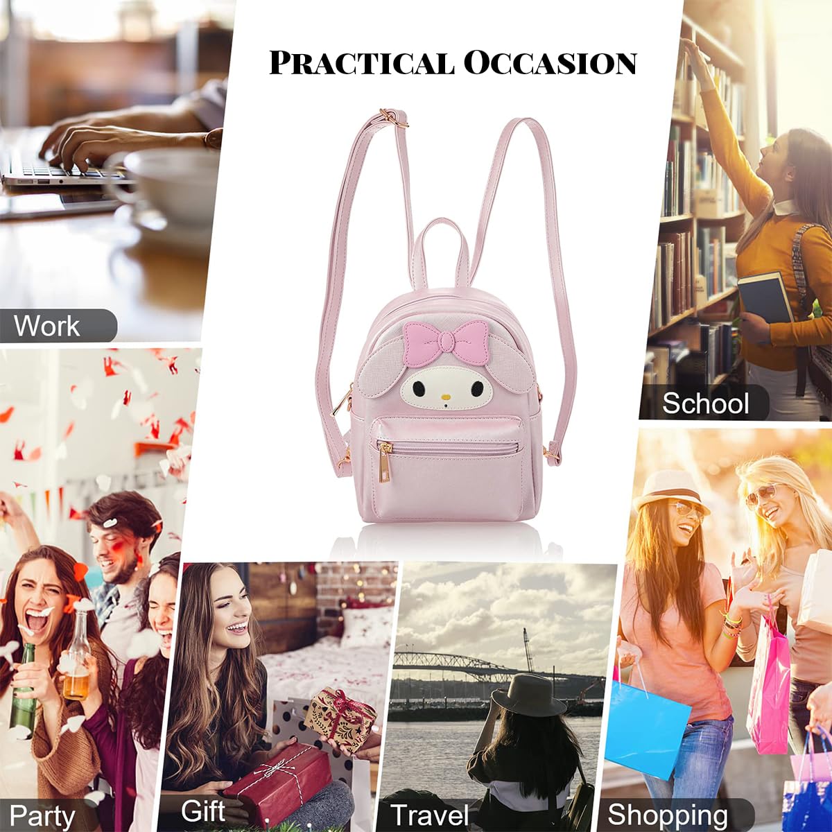 PALAY® Sling Bags for Girls Anime PU Cute Bag Handbag for Girls, Stylish Latest Cosplay Shoulder Bag Backpack with Detachable Shoulder Strap, Popit Bag for Girl Birthday Christmas Gift for Girls, Pink