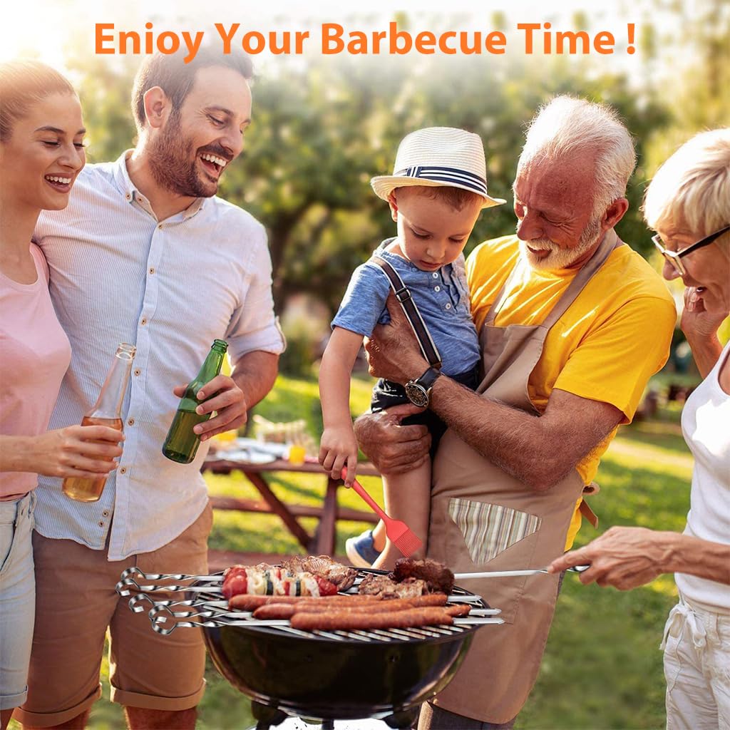 HASTHIP Skewers for Grilling with Flat Blade and Ergonomic Handle 10pcs 14in Stainless Steel