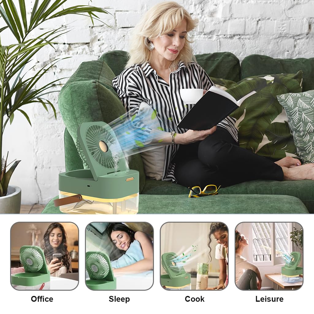 Verilux USB Plug Fan featuring 2.5L Dual Spray and Foldable Design for Office & Travel Use | Quiet Humidifying Air Cooler for Indian Climate