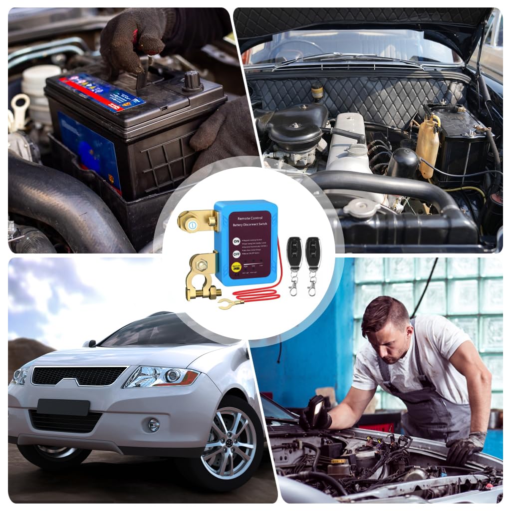 STHIRA Car Battery Power Switch for 12V and 24V Vehicles with LCD Display and 2 Remotes