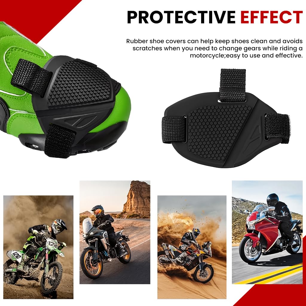 STHIRA Motorcycle Gear Shift Pedal Pads 2Pcs with Adjustable Hook and Loop Closure | Textured Anti‑Slip Rubber Protectors for Secure Foot Grip