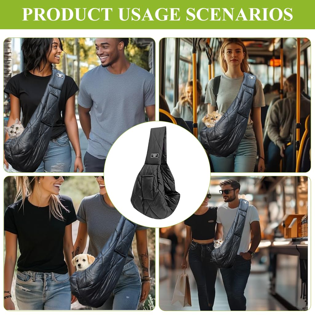 Qpets Pet Carrier Bag for Cats and Dogs with Wide Shoulder Strap and Side Pockets | Soft Breathable Travel Sling