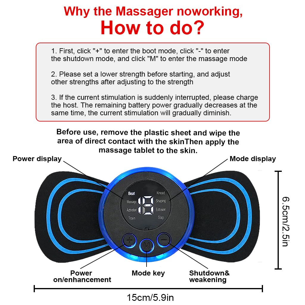HANNEA EMS Body Massager for Pain Relief with 8 Modes and 19 Strengths | Portable Neck and Shoulder Relaxer