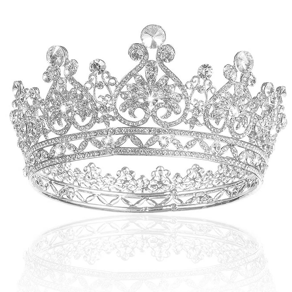 GUSTAVE Sliver Crystal Queen Crowns and Tiaras for Girls Hair Accessories for Prom,Bridal Party & Christmas