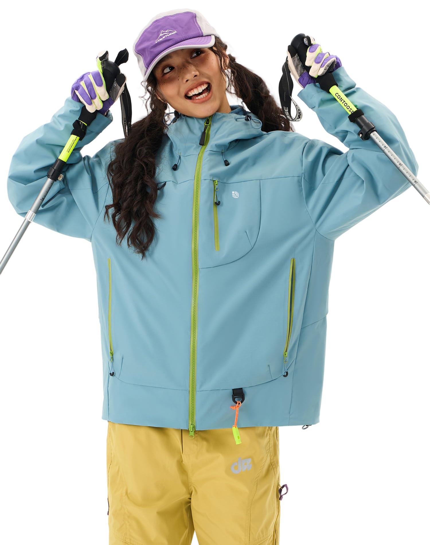 Venzina Women's Waterproof Jacket for Travel and Daily Commute featuring Color Block Design | Blue XL