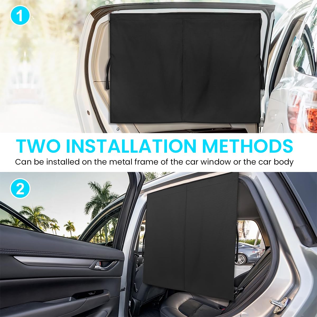 STHIRA® 2Pcs Car Window Shades Magnetic Car Window Sun Shade Ventilated Double Mesh Sun Shade for Car Rear Side Window Car Privacy Sun Shade Car Interior UV Protection Sun Shade