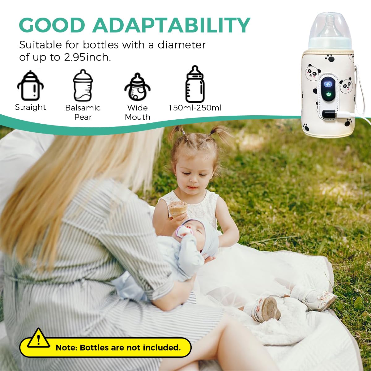 SNOWIE SOFT Milk Bottle Warmer Sleeve with 21 Temperature Settings and LCD Display | USB Heating Wrap for Baby Feeding