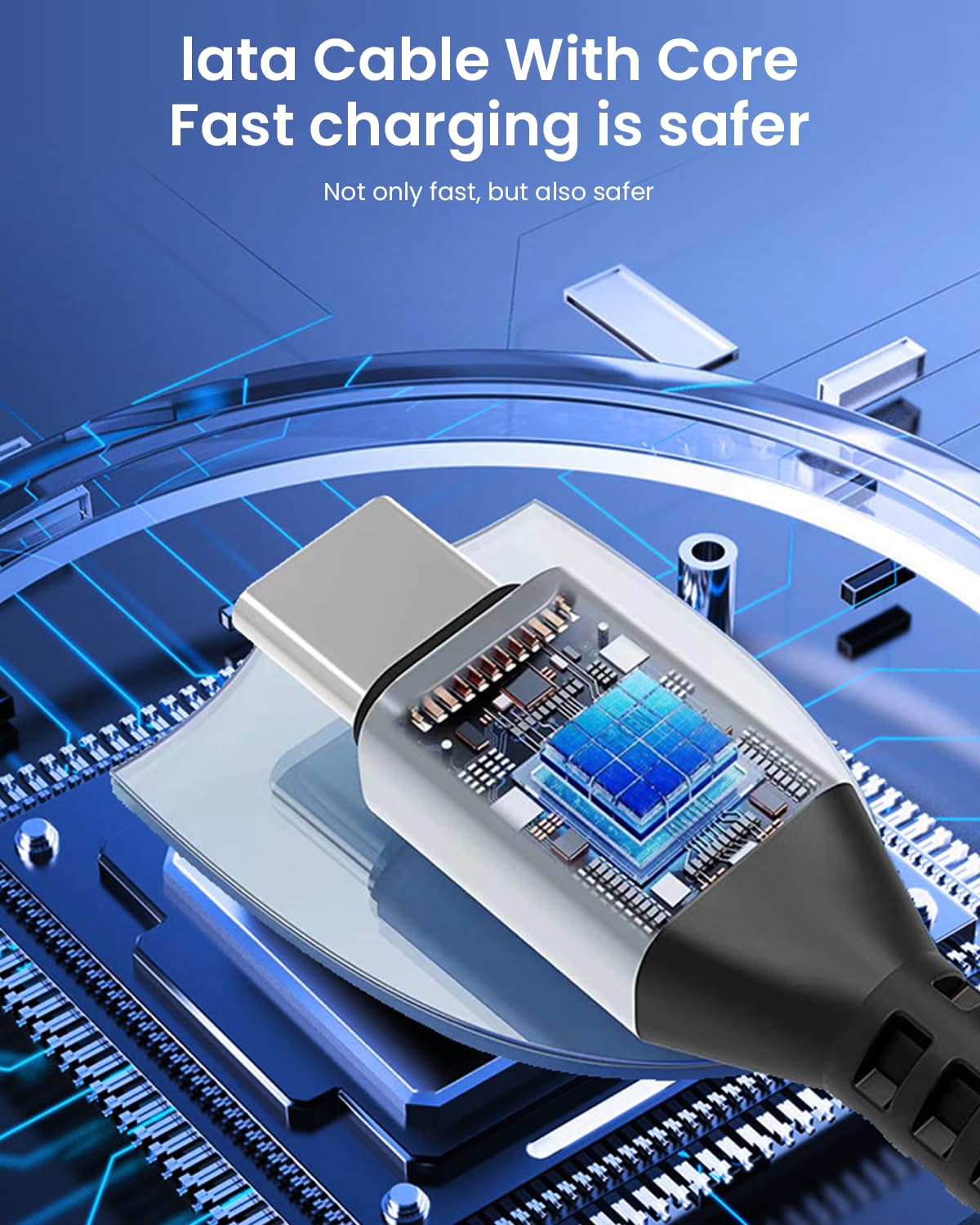 ZEITEL USB-C to USB-C Cable for Fast Charging with LCD Display and 100W Power | 3.9ft Nylon Braided