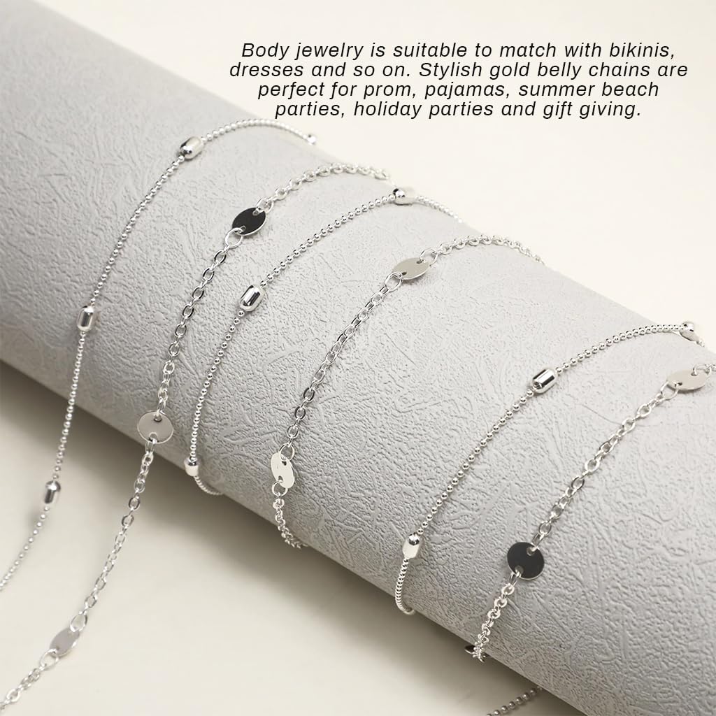 SANNIDHI Waist Chain for Women with 2 Layer Coin Sequin Design in Silver 26.5–33 inch | Beach and Party Jewelry