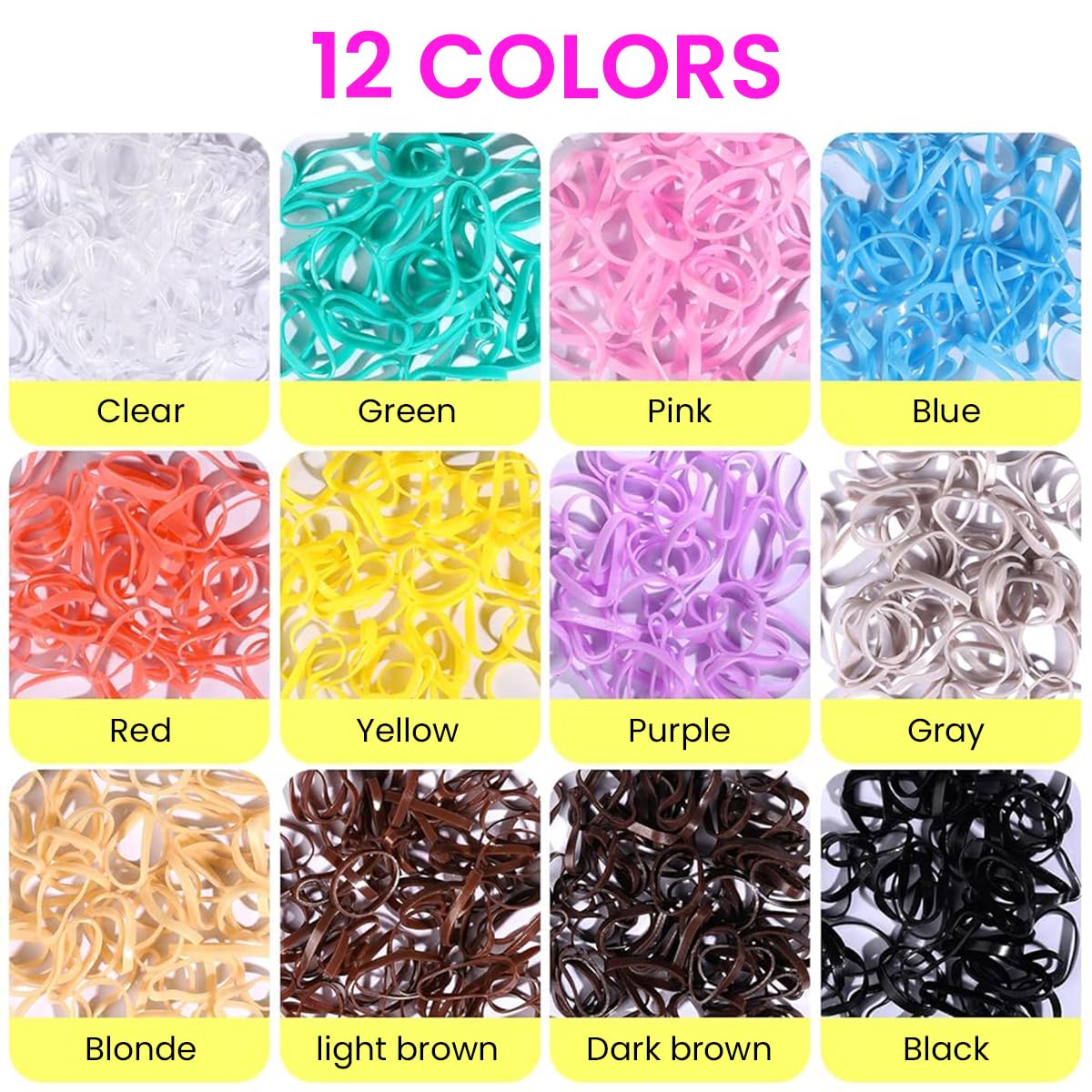 PALAY® 2000pcs Hair Rubber Band for Women Girls Elastic Hair Bands Kit Colorful Small Hair Ties Hair Elastics with Fine-Tooth Tail Comb and Loop Styling Tools