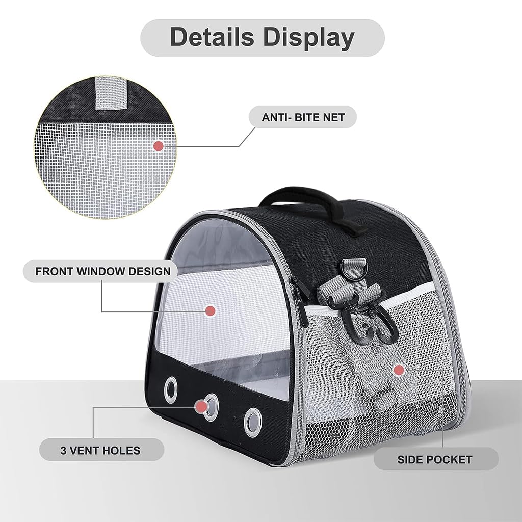 Qpets Small Pet Carrier for Guinea Pigs and Rabbits with Clear Window and Ventilation | 10×12×10 in Lightweight Travel Bag