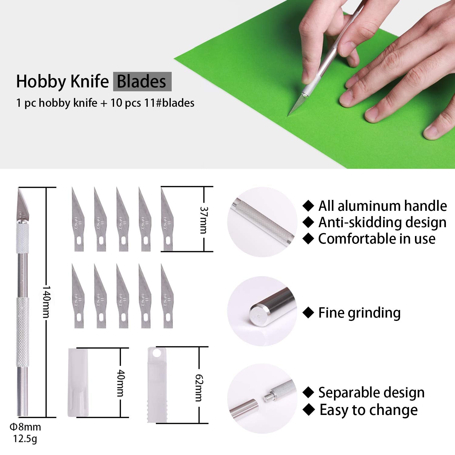ZIBUYU Wallpaper Scraper Tool Kit for Car Wrap and Film with Ergonomic Handle | Includes Cutter and 10 Replacement Blades