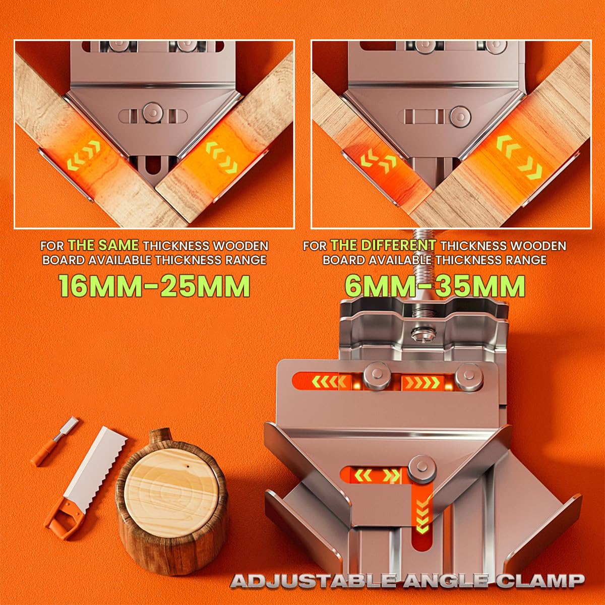 Serplex Corner Clamps for Woodworking with Adjustable Swing Jaw and 86×103×25mm Size | Stainless Steel 90 Degree Right Angle Clip