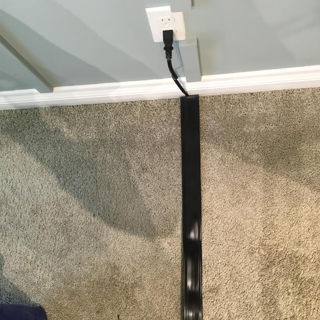 Serplex Floor Cord Cover for Home and Office with Hook and Loop Strip | 8.2 ft PVC Cable Protector