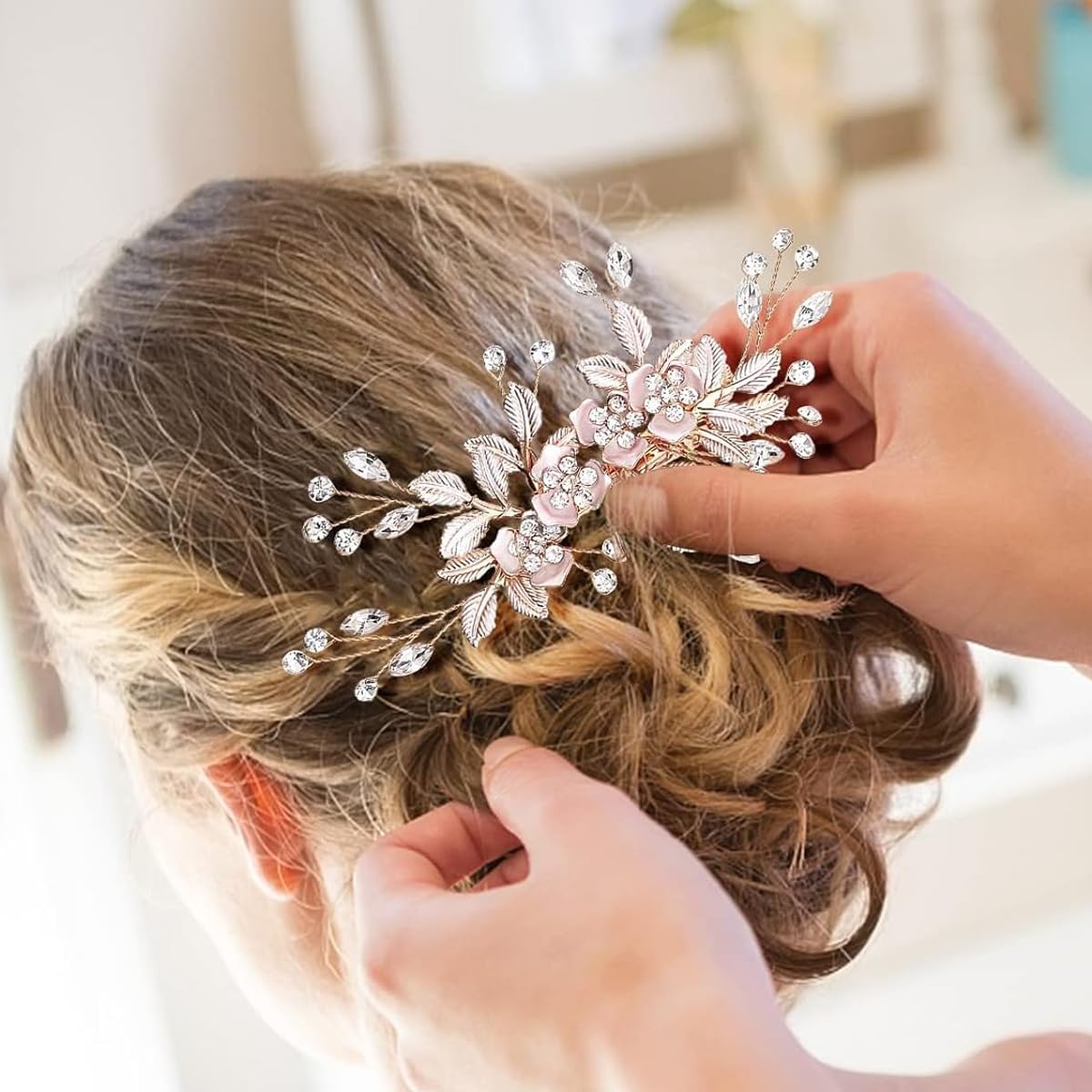 PALAY Flower Hair Clips for Women featuring Rhinestones and Metal Floral Design | Elegant Bridal & Party Hair Accessory