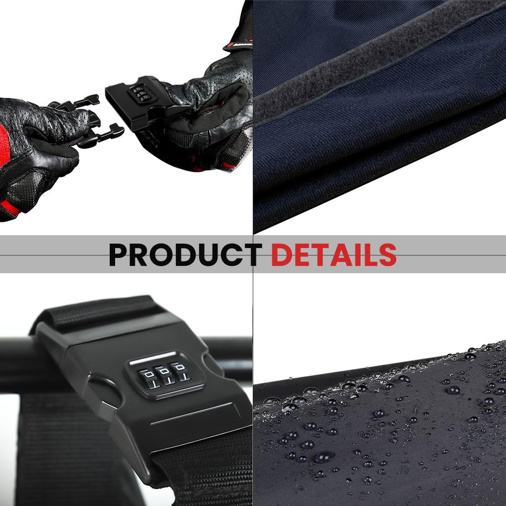 STHIRA Motorcycle Helmet Bag with 3 Digit Lock and Roll Top Closure Waterproof Nylon 53x70.5 cm