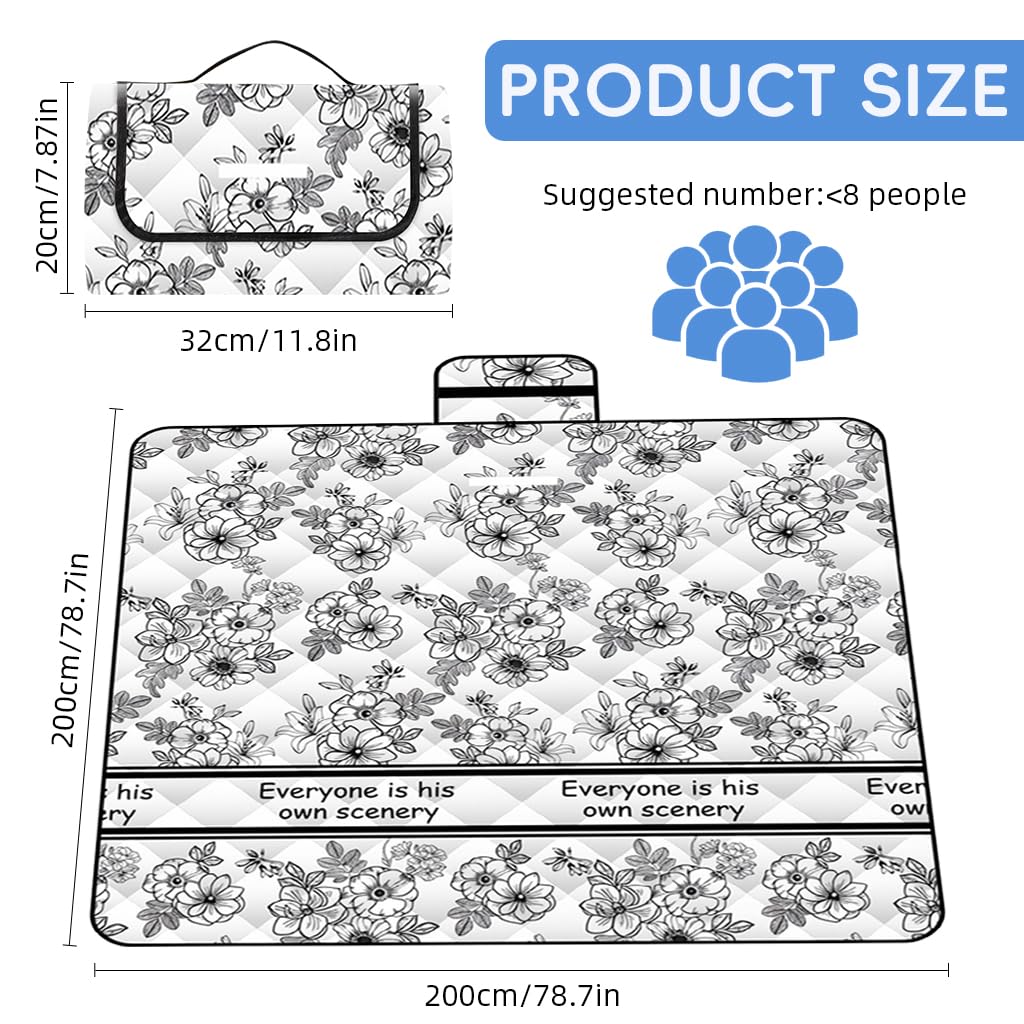 PROBEROS Picnic Blanket for Outdoor Camping and Beach with Waterproof PEVA 2x2m | Self-Packable Design