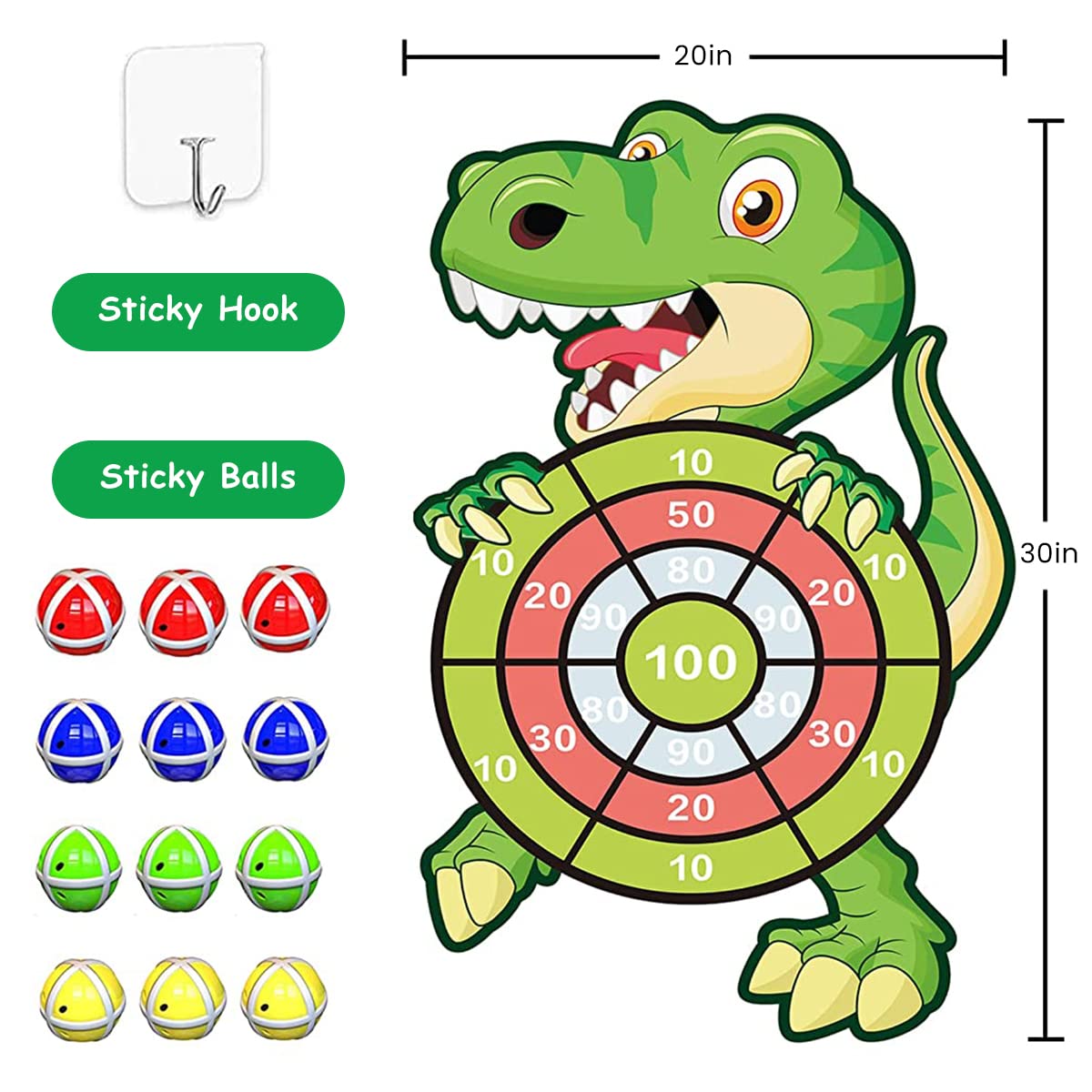 PATPAT Dart Board Dinosaur Toys for Kids with 12 Sticky Balls for Indoor and Outdoor Play
