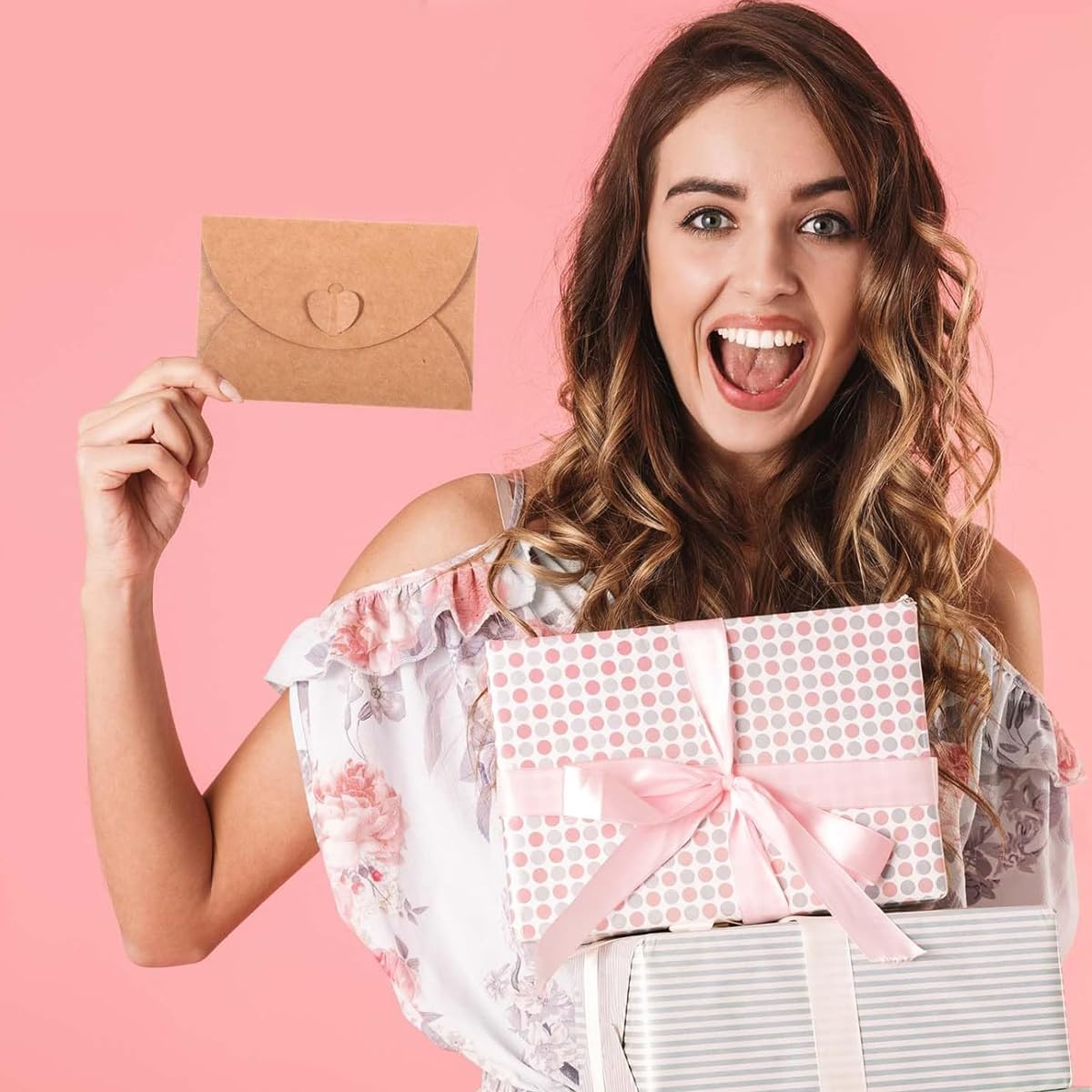 OFIFO Envelopes Set for Greeting Cards and Invitations with 50 Blank Cards 4.1x2.7 in | Light Brown Paper