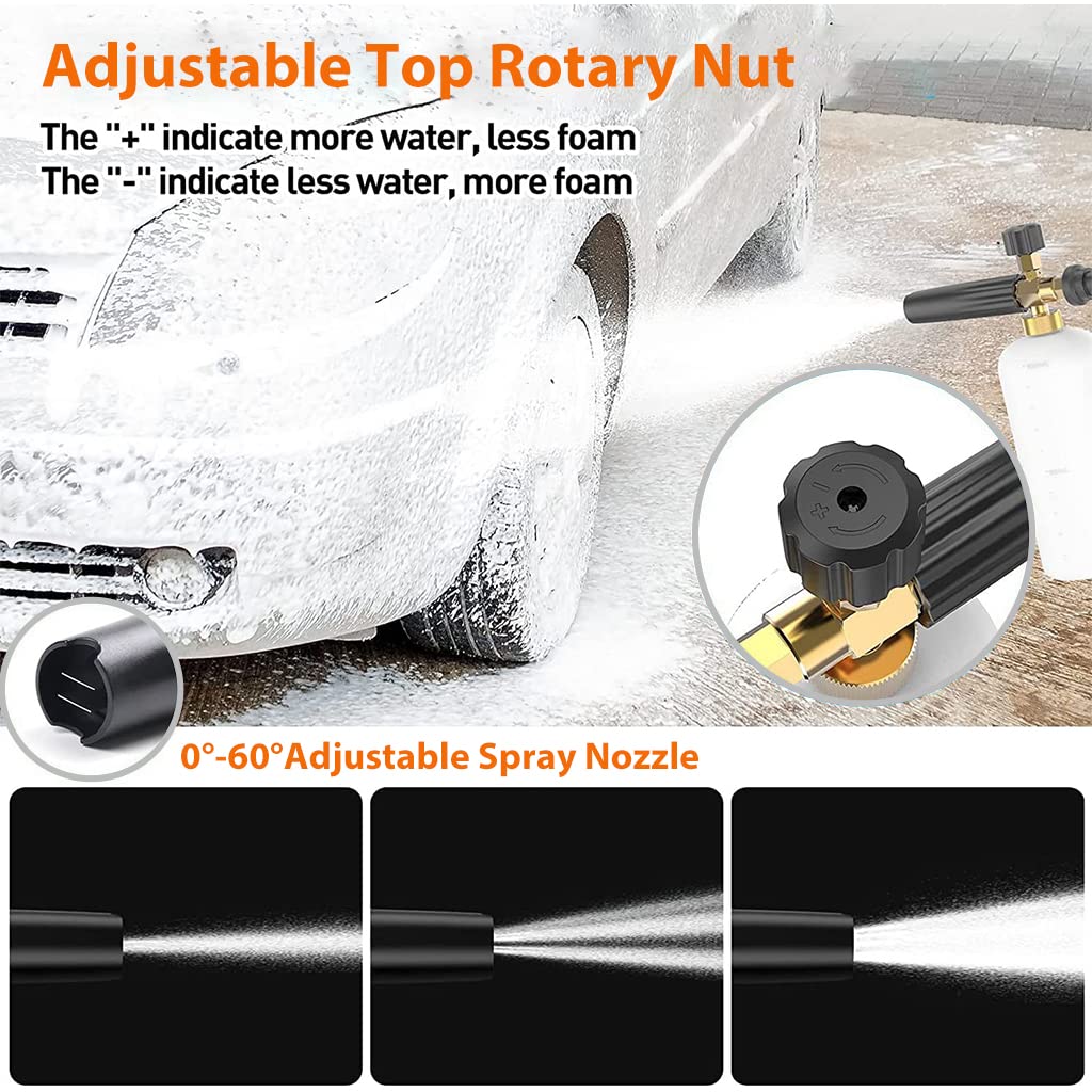 HASTHIP Car Pressure Washer Gun for Car Cleaning with 5 Nozzle Tips and 1L Foam Cannon
