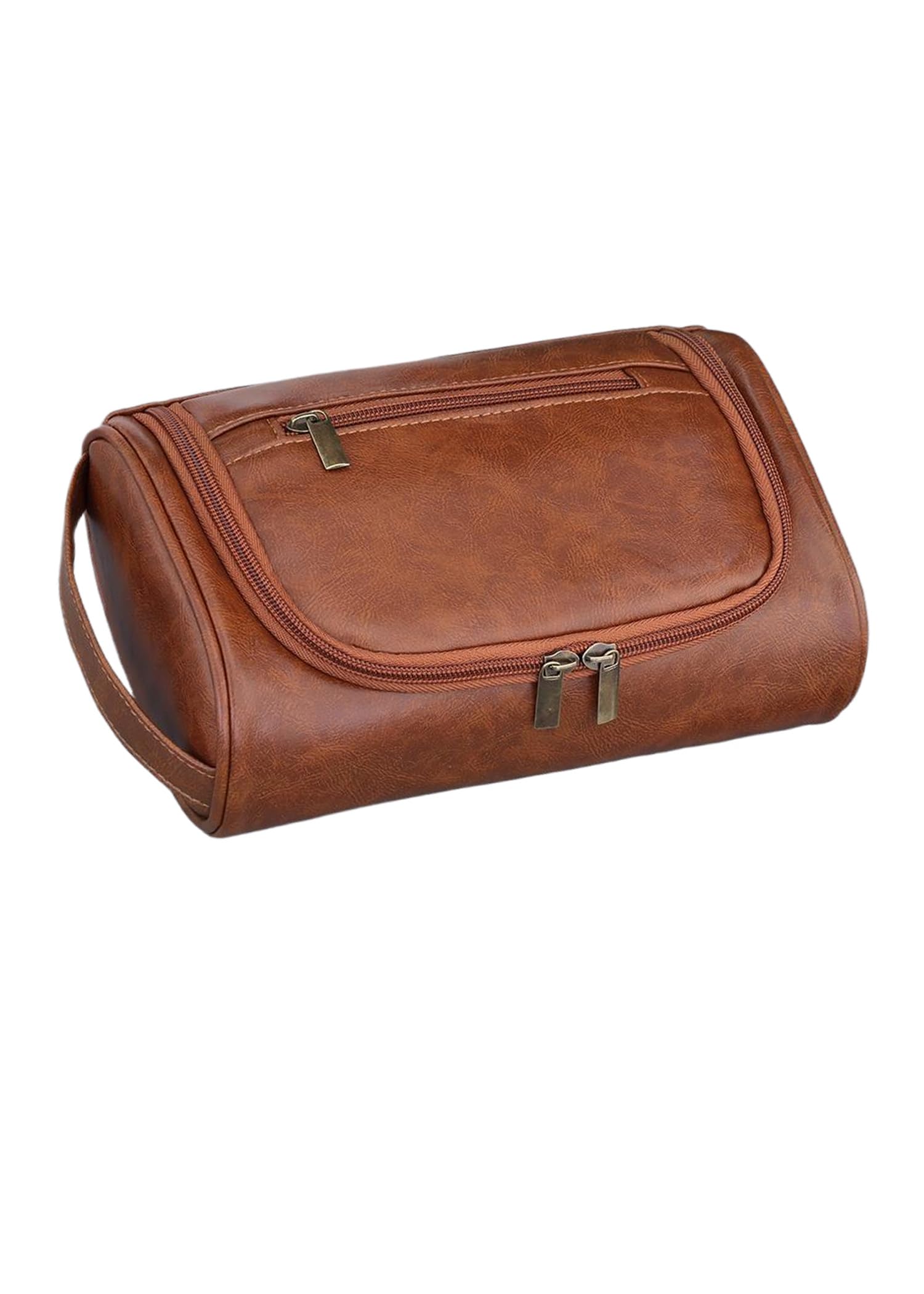 MAYCREATE® Toiletries Travel Bag Fashion PU Cosmetic Pouch with Handle, High Class Minimalist Men's Toiletries Organizer Bag Grooming Tool Bag