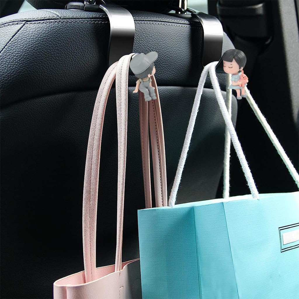 Zibuyu Car Seat Headrest Hook Hanger for Storage and Organization 2 Pcs 15x12x3cm | Universal Plastic Hooks for Most Cars and SUVs