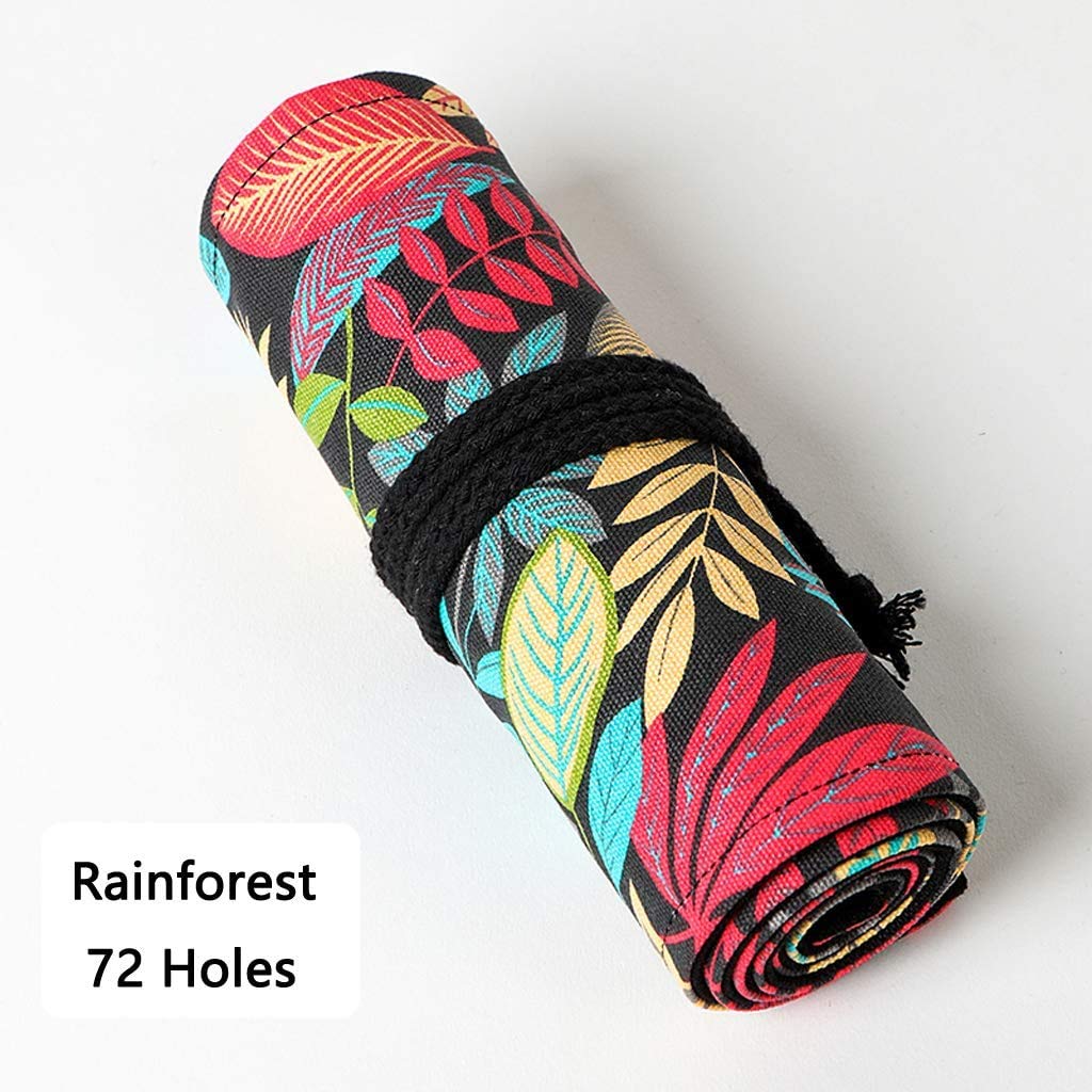 PATPAT Colored Pencil Wrap Case for Art Supplies with 72 Slots Canvas Roll Up | 2PCS