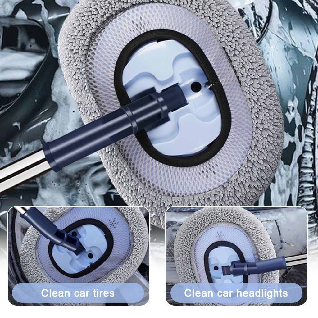 STHIRA Car Washing Mop for Cars and Windows featuring 180° Flexible Head with 45–58 in Telescopic Stainless Steel Rod