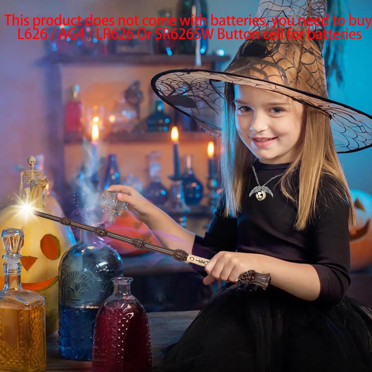 PATPAT Wizard Wand Gift Set for Cosplay and Photography with Illuminating Resin Wand and Golden Snitch Necklace | Collectible Gift Box for Fans