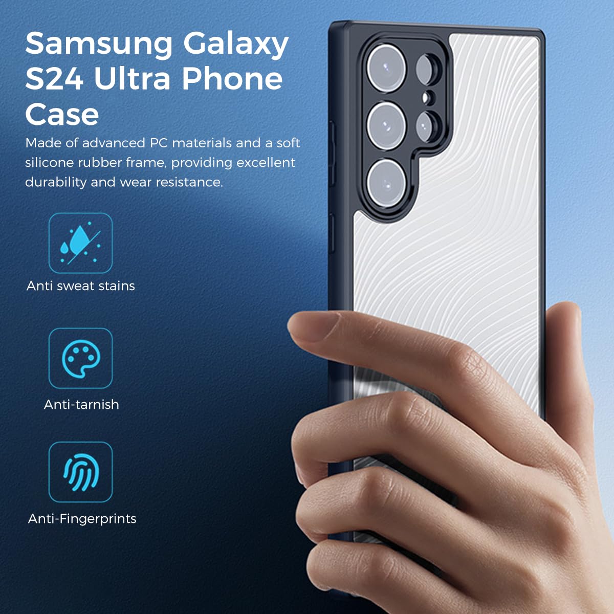 ZORBES Phone Case for Samsung Galaxy S24 Ultra with 0.8mm Raised Frame and Matte Finish | Slim PC and Silicone Cover