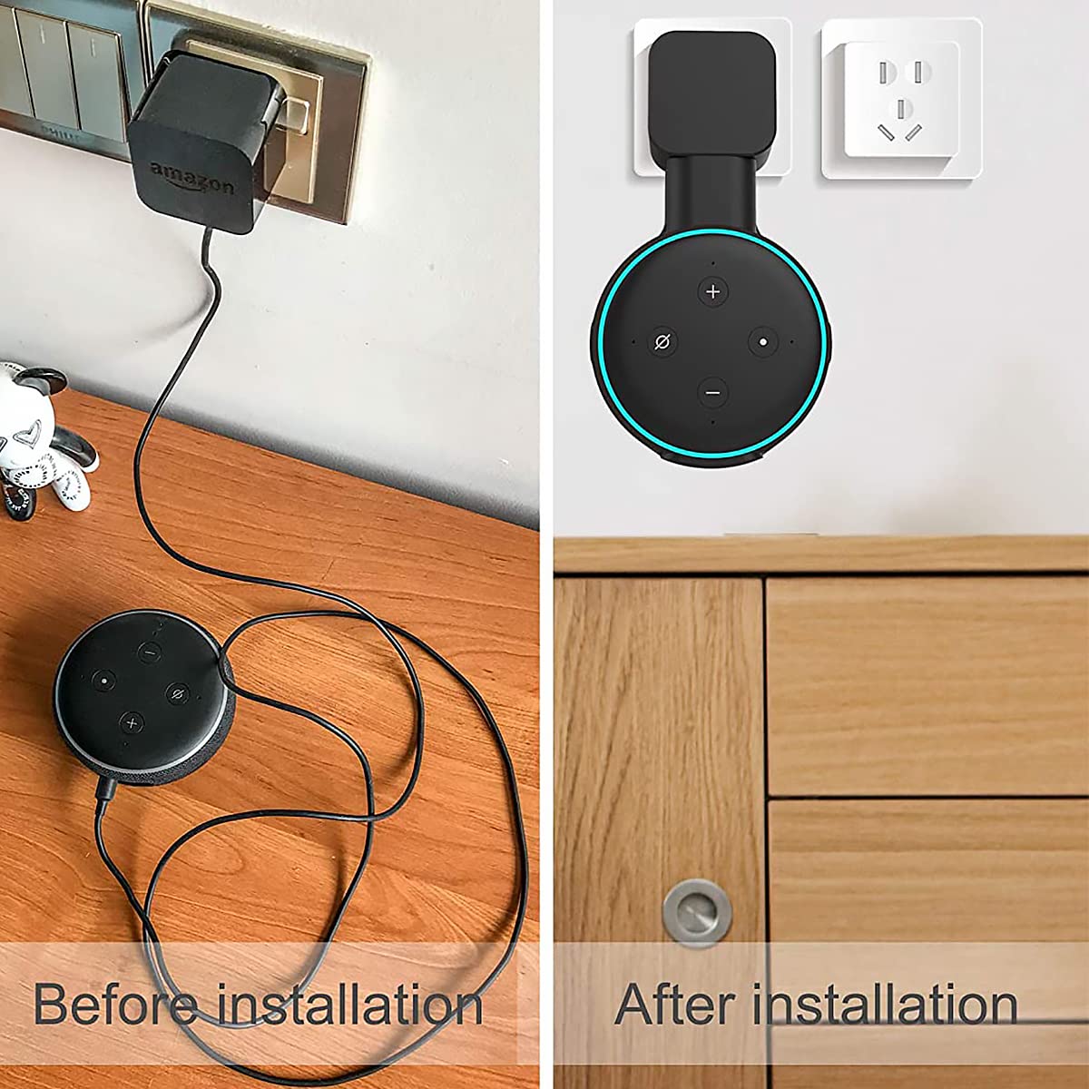 ZORBES Wall Holder for Alexa Echo Dot 3rd Generation with 4.13 in Fit | Cord Organizer