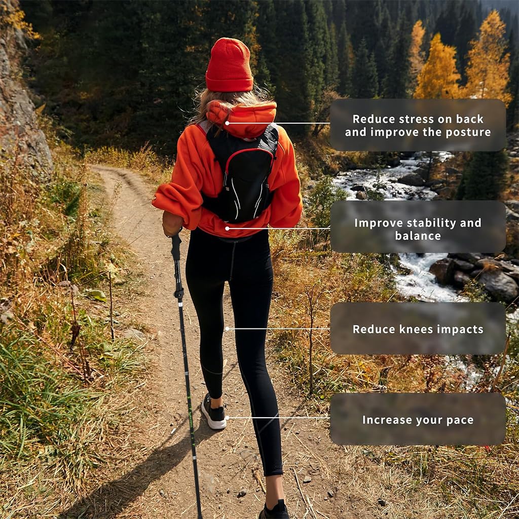 HASTHIP Trekking Pole for Hiking and Camping with 125cm Adjustable Length and EVA Grip | Lightweight Aluminum and Tungsten Steel Tip