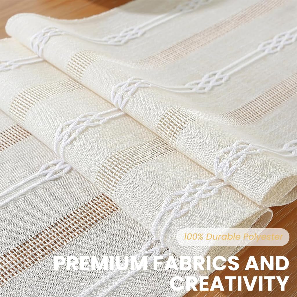 HASTHIP Table Runner for Party and Wedding 30x180cm featuring Jacquard Patchwork Linen and Tassel Design