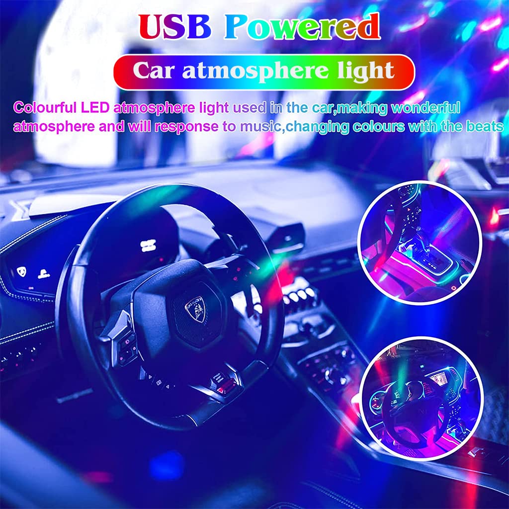 ELEPHANTBOAT USB Party Light for Car and Room with Sound Control and 6cm RGB Disco Ball | Plug and Play with 4 USB Adapters