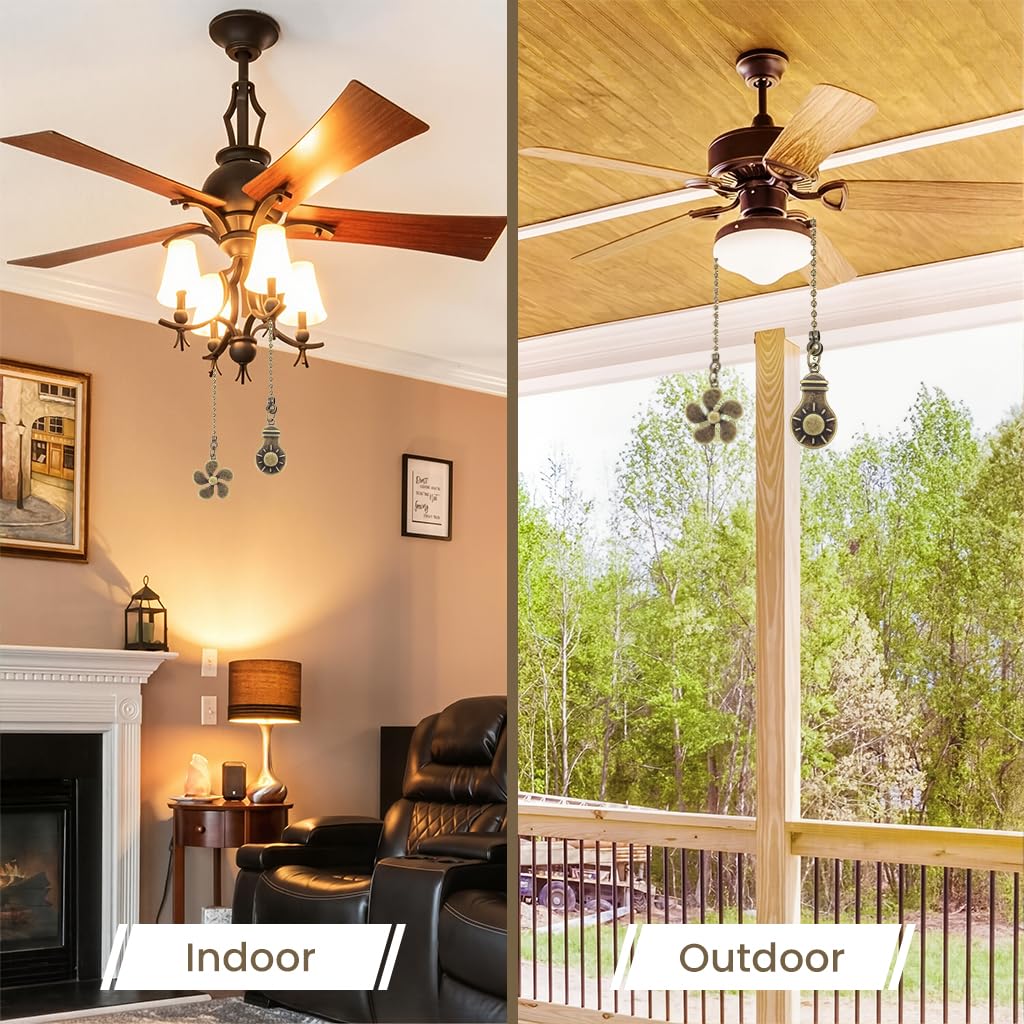 HASTHIP Ceiling Fan Pull Chains Extension for Fans and Lights with 12 in Retro Metal Design | Creative Fan and Bulb Grips