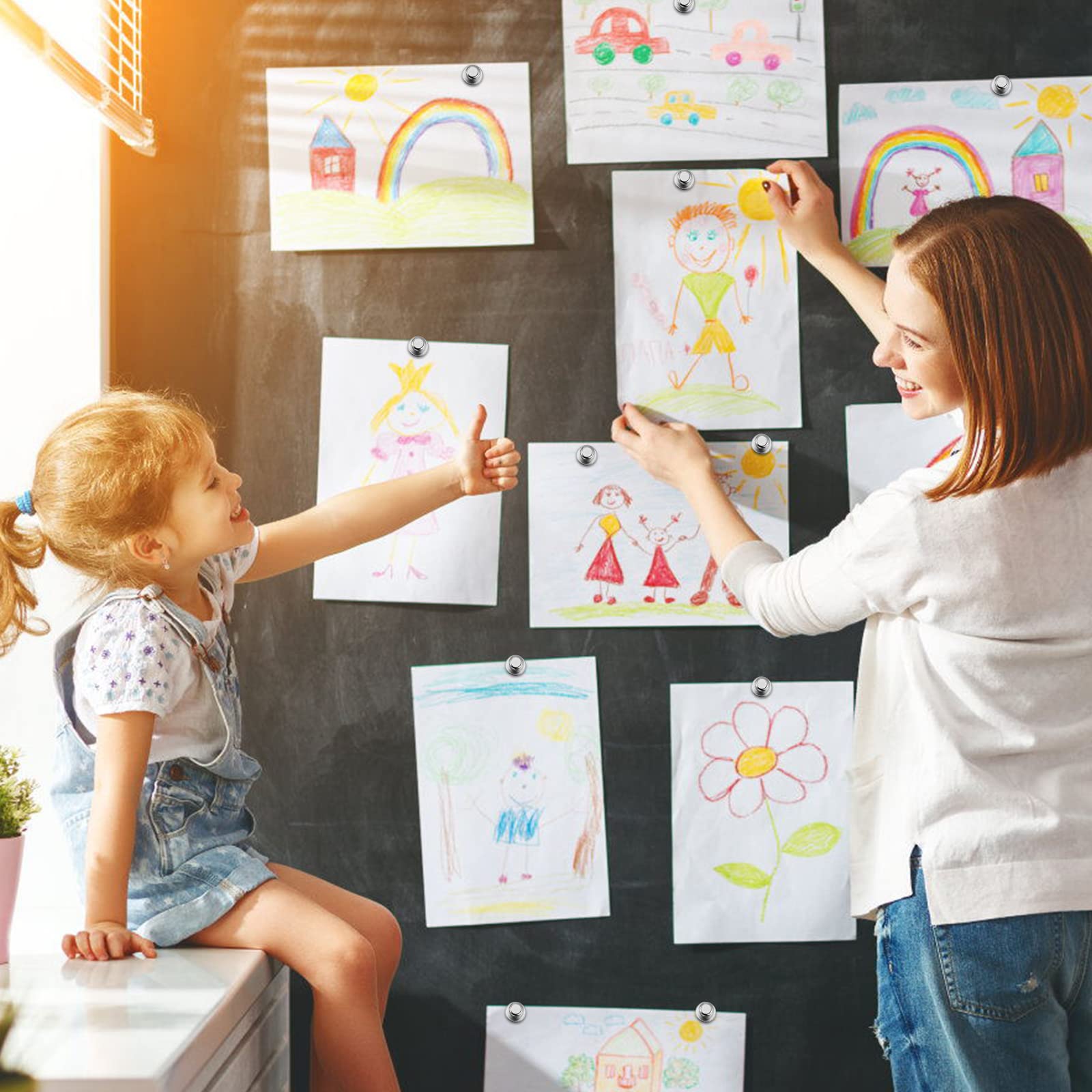 HASTHIP Mini Fridge Neodymium Magnets for Kitchen and Whiteboard with Cone Handle 12pcs 12×16mm